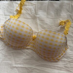 Marie Jo AVERO 010-0419 Yellow White Checker & Floral Balcony Bra -Size 30E UK